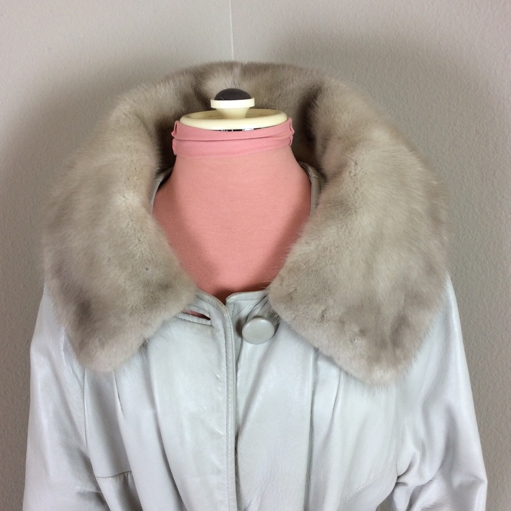 SOLD LEATHER MINK COLLAR SPYGIRL SWING TRENCH COAT - Picture 2 of 8